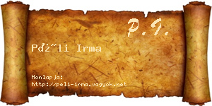 Péli Irma névjegykártya